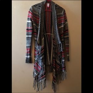 Red multicolored long cardigan